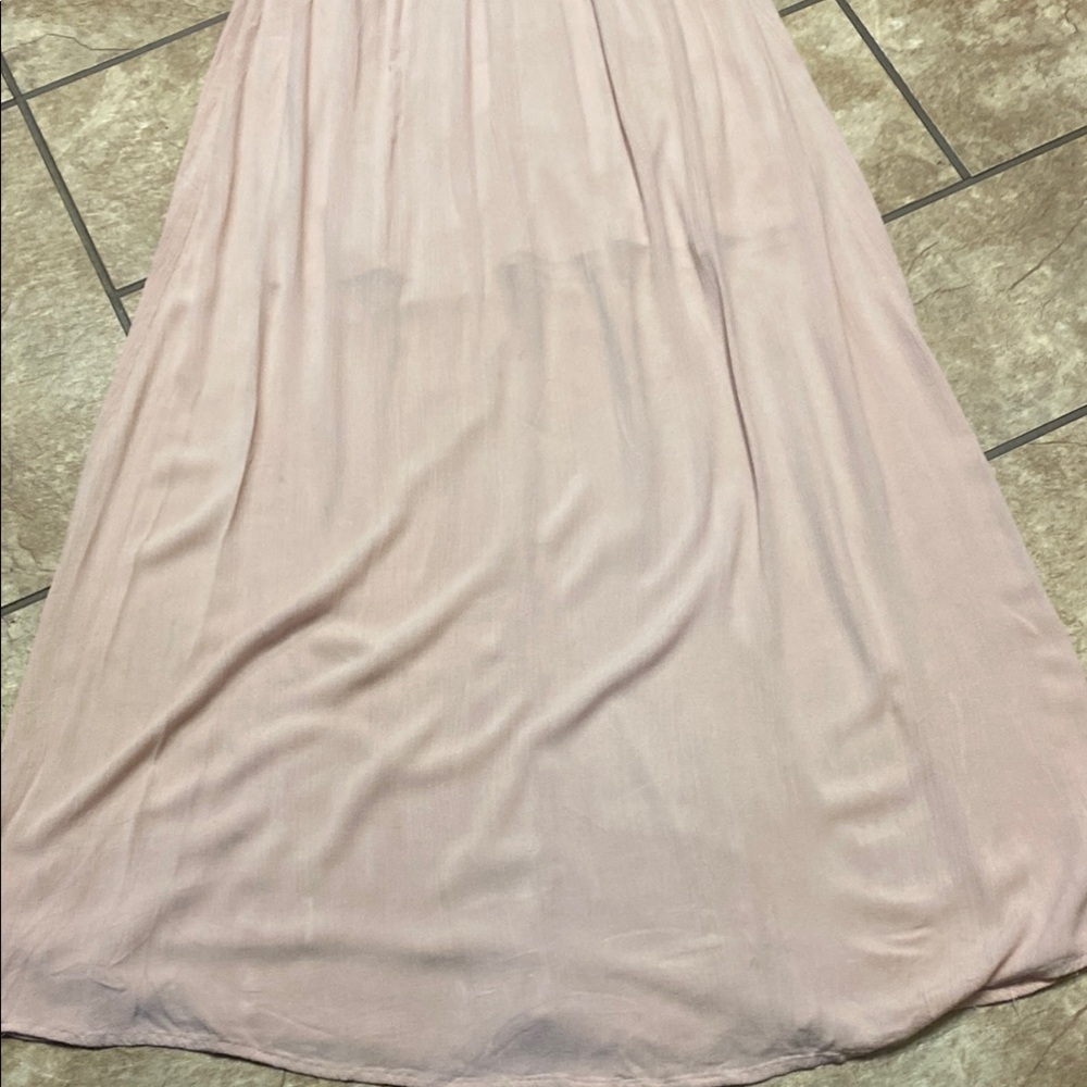 Blush Rayon/Crochet Lace Small Sleeveless Maxi Dress with Spagh. Straps Summer - Picture 4 of 12